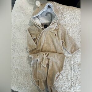 Baby GAP Cream Baby fleece Onesie with Hood